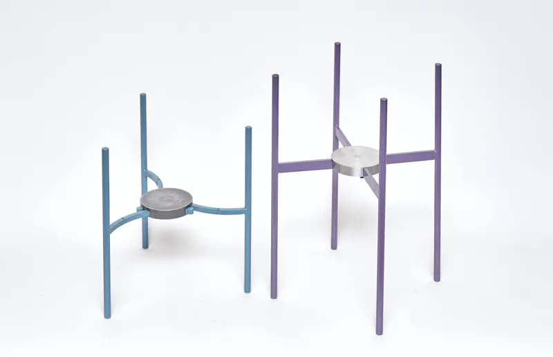 Two stand studies, blue and purple