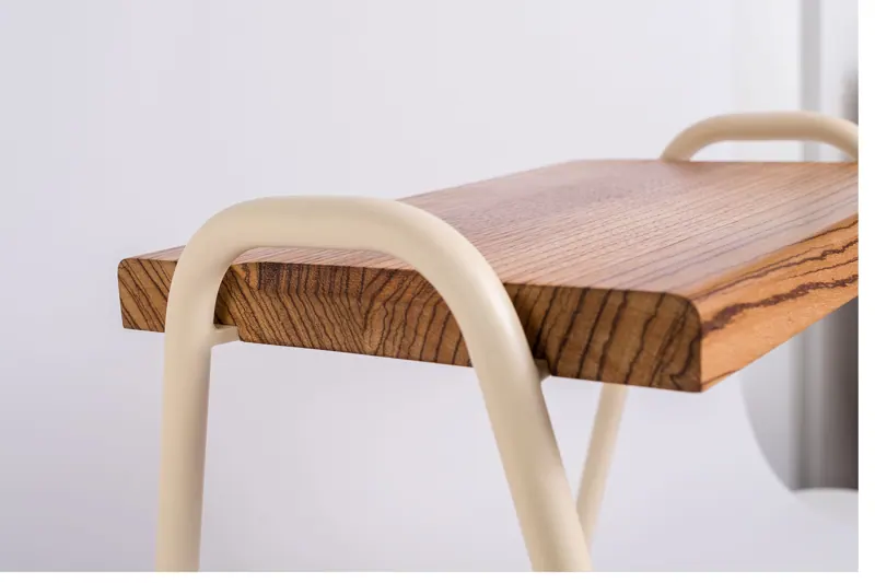 Cream legs with a walnut seat