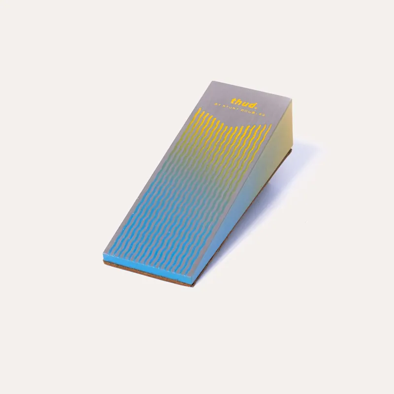 Blue to yellow, on a doorstop.